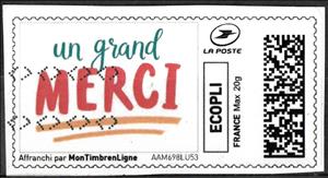 Stamp, Big Thanks. Un Grand Merci 2, France,  , Greetings, Special Occasions