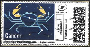 Stamp, Cancer in colour, France,  , Zodiac