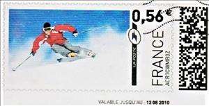Stamp, Downhill Skiing 2, France,  , Skiing, Sports