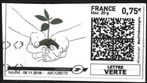 Stamp, Hands Holding a Sapling, France,  , Environment Protection, Hands, Plants (Flora)