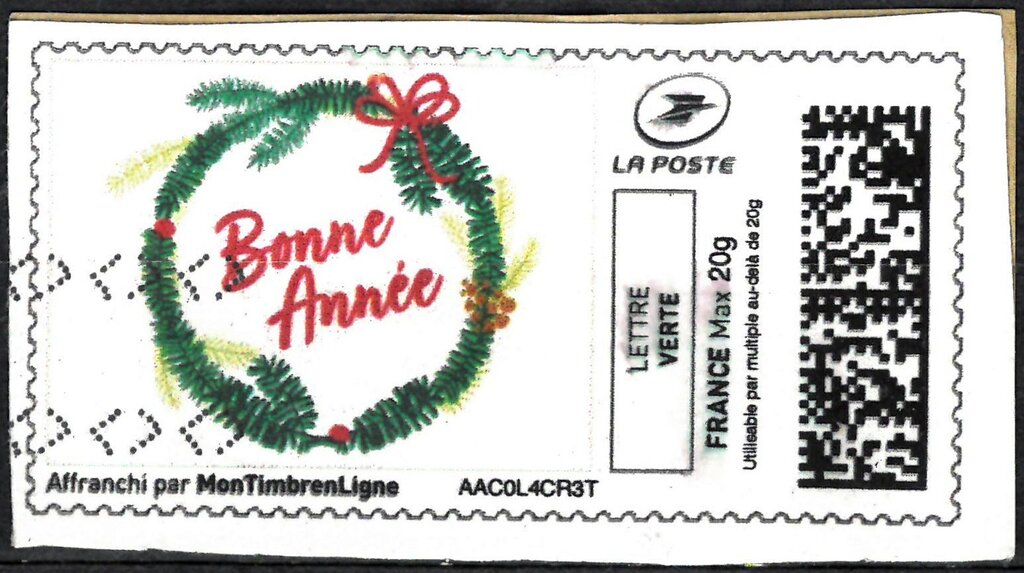 Happy New year. Bonne Annee Wreath