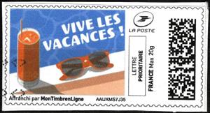 Stamp, Long Live the Holidays Vive les Vacances, France,  , Beaches, Beverages, Summer