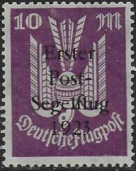 Wood Pigeon - overprinted Erster Postsegelflug 1923