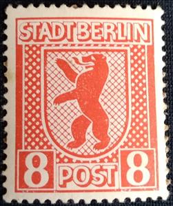 Stamp, Stadt Berlin, Germany,  Allied Occupation of Berlin (1945),  , Bears, Heraldic Animals, Mammals, Stylized Animals