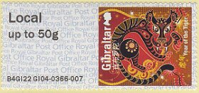 Stamp, Year of the Tiger 2022, Gibraltar,  , Chinese New Year, Chinese Zodiac, Tigers
