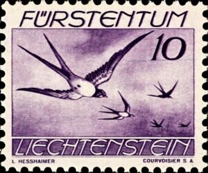 Stamp, Barn Swallow (Hirundo rustica), Liechtenstein,  , Animals (Fauna), Birds