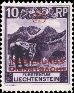 Stamp, Landscapes, Liechtenstein,  , Animals (Fauna), Cattle, Landscapes, Mammals