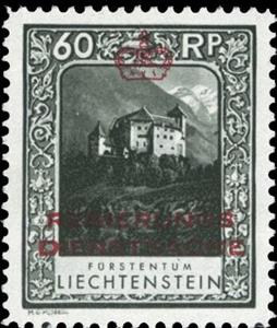 Stamp, Landscapes, Liechtenstein,  , Castles, Landscapes, Middle Ages