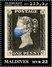 Stamp, The Penny Black Against Covid 19, Maldives,  , Diseases, Healthcare, Stamps