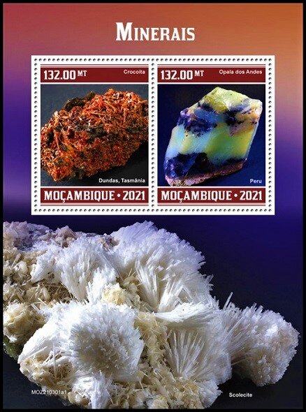 Crocoite (Dundas) - Tasmania/Andean Opal - Peru