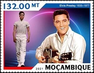 Stamp, Elvis Presley (1935–1977), Mozambique,  , Famous People, Singers