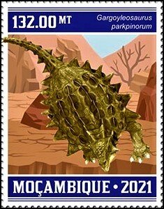 Stamp, Gargoyleosaurus parkpinorum, Mozambique,  , Dinosaurs, Prehistorical Animals