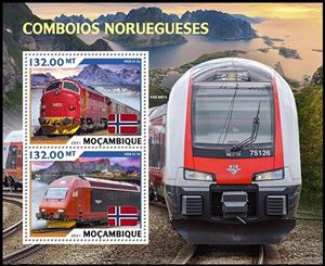 Souvenir Sheet, NSB Di 3a/NSB El 18, Mozambique,  , Railways