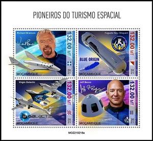 Mini Sheet, Pioneers of Space Tourism, Mozambique,  , Space Traveling