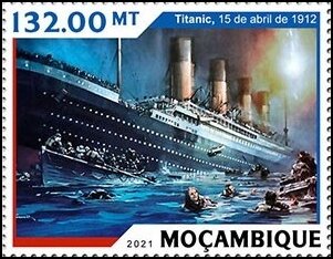 Stamp, RSM Titanic Sinking (15.04.1912), Mozambique,  , Disasters, Passenger-ships