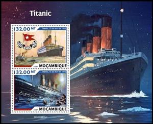 Souvenir Sheet, RSM Titanic Sinking (15.04.1912), Mozambique,  , Disasters, Passenger-ships