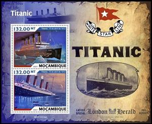Souvenir Sheet, RSM Titanic Sinking (15.04.1912), Mozambique,  , Disasters, Passenger-ships