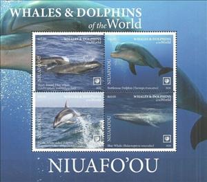 Souvenir Sheet, Dolphins & Whales of the World, Niuafo'ou,  , Animals (Fauna), Sea (Marine) Mammals, Sea Life, Whales