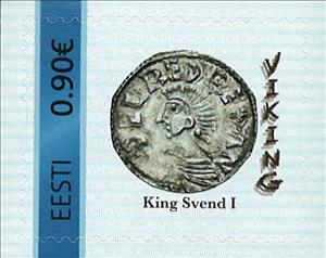 Stamp, Viking King Svend I, Personalized and Private Mail Stamps,  , Coins, Viking Era
