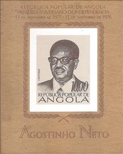 Souvenir Sheet, President Agostinho Neto, Angola,  , Politicians, Independency Activists