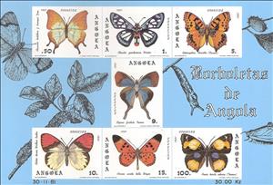 Souvenir Sheet, Butterflies of Angola - Group 1, Angola,  , Butterflies