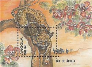 Souvenir Sheet, Leopard (Panthera pardus), Angola,  