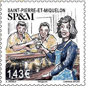 Stamp, Bar of the Stella Maris Pub, Saint Pierre and Miquelon,  , Restaurants, Tourism