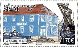 Stamp, Exterior View of Stella Maris Pub, Saint Pierre and Miquelon,  , Restaurants, Tourism