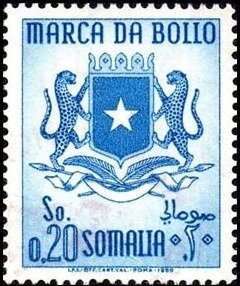 Stamp, Coat of arms, Somalia, Italian Administration,  , Coats of Arms, Heraldic Animals, Mammals, Stars, Wild Cats