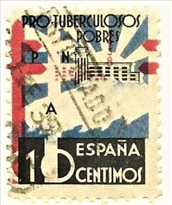 Stamp, Sanatorium. Cross of Lorraine, Spain,  , Tuberculosis / TBC