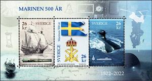 Souvenir Sheet, Swedish Navy, 500th Anniversary, Sweden,  , Coats of Arms, Flags, Navies, Sailing Ships, Submarines