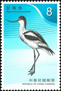 Stamp, Pied Avocet (Recurvirostra avosetta), Taiwan (Republic of China),  , Animals (Fauna), Birds