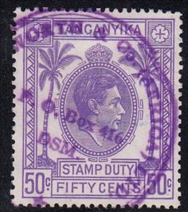 Stamp, King George VI, Tanganyika,  , Crowns and Coronets, Famous People, Heads of State, Kings, Men, Palm-trees, Royalty, Trees