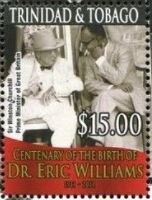Stamp, Dr. Eric Willliams with Sir Winston Churchill, Trinidad and Tobago,  , Authors, Famous People, Heads of State, Literary People (Poets and Writers), Literature, Nobel Laureates, Politicians