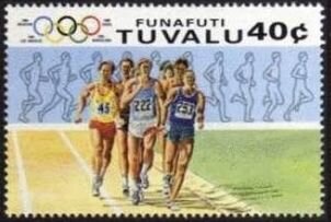 Stamp, Running, Tuvalu, Funafuti,  , Olympic Games, Sports