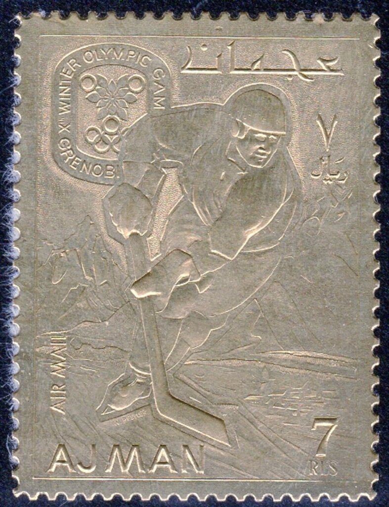Ice Hockey and Olympic Emblem of Grenoble