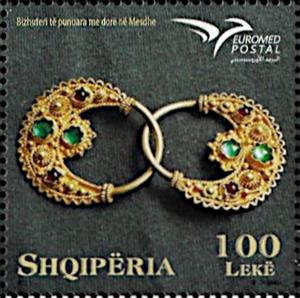 Stamp, Euromed 2021 : Handicraft Jewelry, Albania,  , Euromed, Jewelery