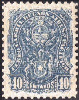 Stamp, Ferrocarril Buenos Aires al Pacifico, Argentina,  , Coats of Arms, Railways, Sun, Telegraphy