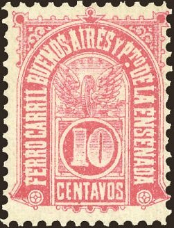 Stamp, Ferrocarril Buenos Aires y Puerto de La Ensenada, Argentina,  , Railways, Telegraphy, Wheels