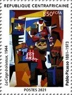 Stamp, Painting by Pablo Picasso, Central African Republic,  , Art, Famous People, Painters, Paintings