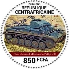 Stamp, Panzer II, Central African Republic,  , Tanks