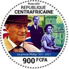 Stamp, Prince Philip - Elizabeth II, Central African Republic,  , Famous People, Heads of State, Princes, Queens, Royalty