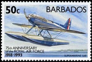 Stamp, Supermarine S.6B, Barbados,  , Aviation, Air Forces, Aircrafts