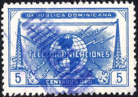 Globe inscribed "TELECOMUNICACIONES"