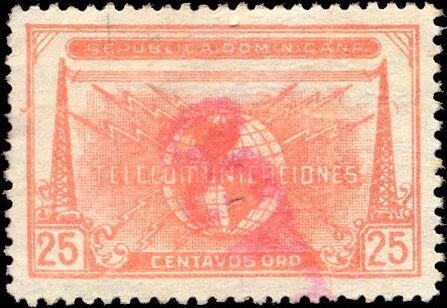 Globe inscribed "TELECOMUNICACIONES"