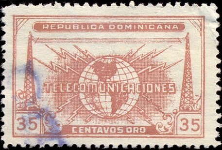 Globe inscribed "TELECOMUNICACIONES"
