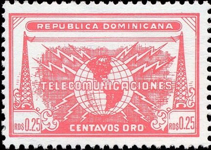 Globe inscribed "TELECOMUNICACIONES"
