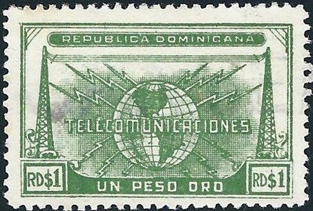 Globe inscribed "TELECOMUNICACIONES"