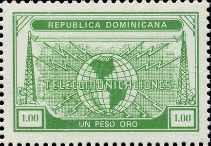 Globe inscribed "TELECOMUNICACIONES"