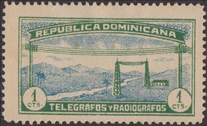 Stamp, Telegraph lines, Dominican Republic,  , Communication, Landscapes, Telecommunication, Telegraphy